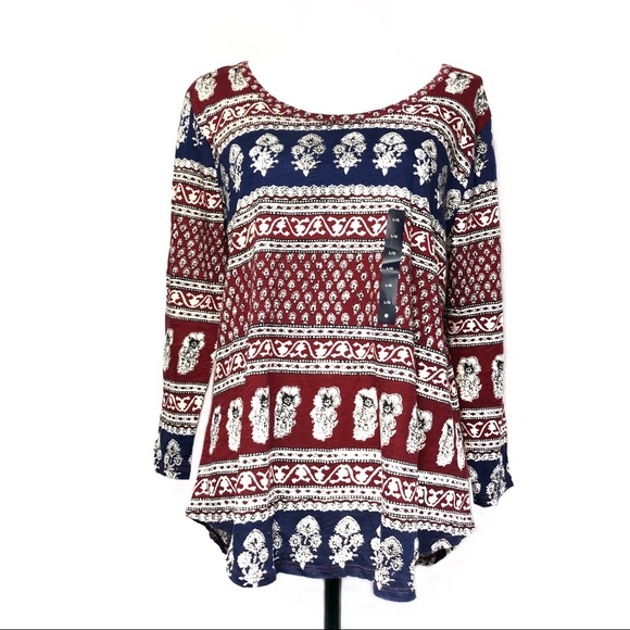 Lucky Brand Tops - Lucky Brand Tunic Top, Blue/Red/White Large NWT